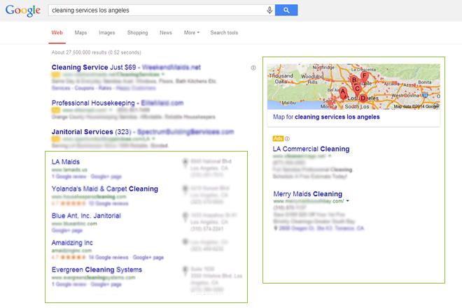 Example of Local Business Listings in Google